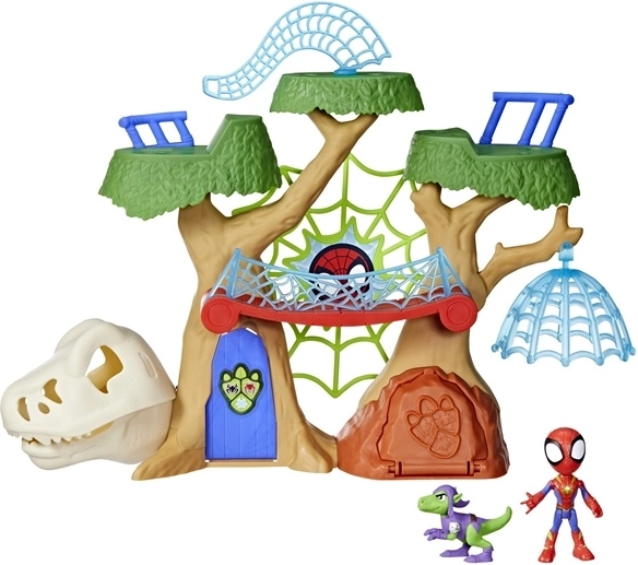 Cabane dans les arbres avec pont en toile d’araignée