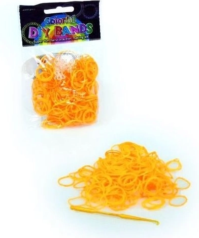 Set de 250 élastiques orange pour tressage de bracelets avec crochet et fermoirs