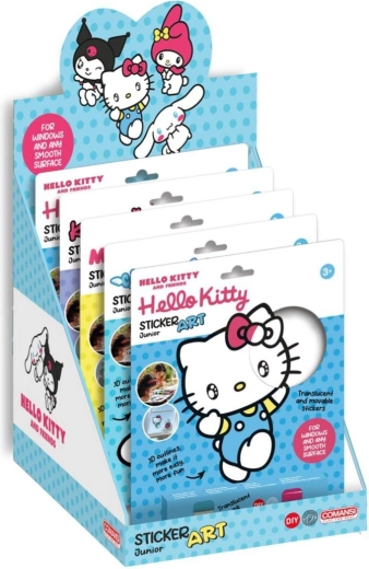 Autocollants de fenêtre et coloriages avec peintures Hello Kitty et Kuromi (2 modèles), 19 × 23 cm