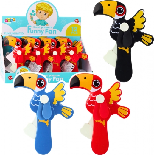 Ventilateur à main mécanique pour enfants Toucan mix
