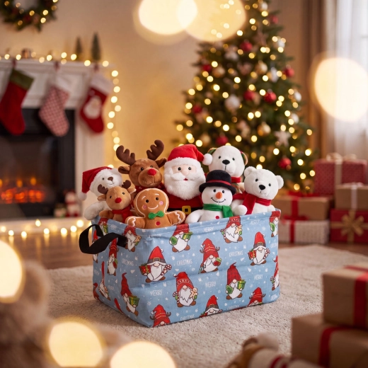 Panier de rangement pliable en toile avec motif de Noël - 1 pièce