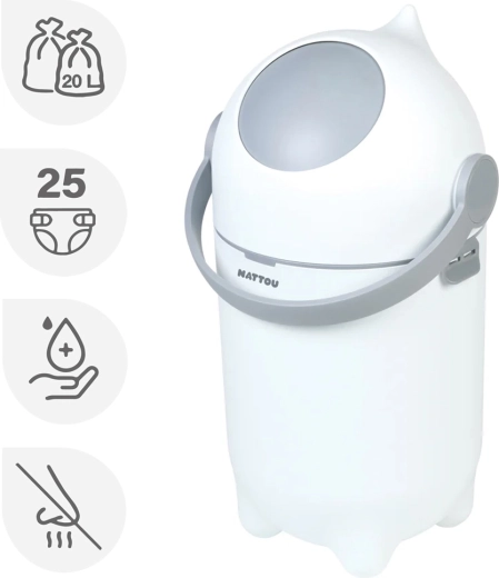 Poubelle à couches Nattou Dropy blanche 20 l