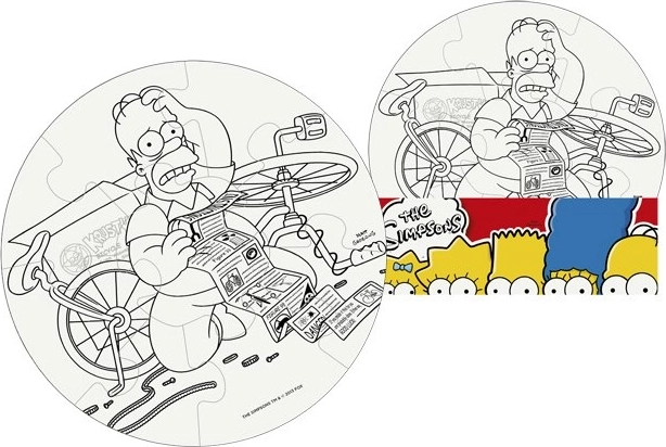 Colorie ton puzzle Les Simpson cercle 9 pièces