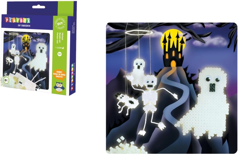 PLAYBOX perles à repasser phosphorescentes Squelettes et fantômes 1 100 pièces