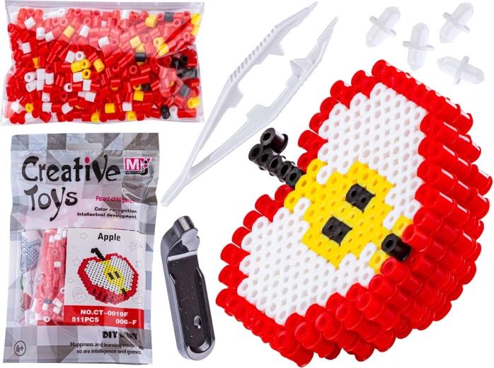 Perles à repasser 3D – gabarit pomme (fruit) en sachet