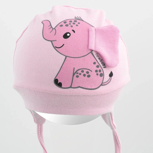 Bonnet bébé en coton New Baby Happy Elephant rose