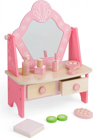 Coiffeuse en bois pour enfants rose