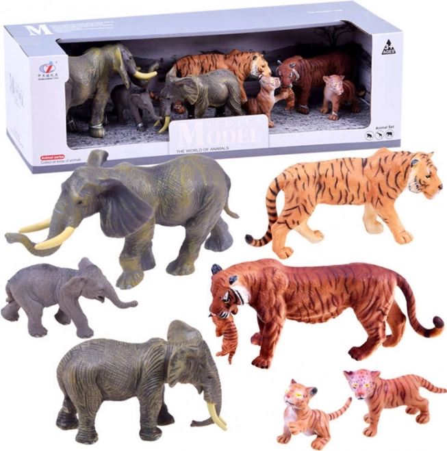 Ensemble de figurines safari avec zèbres et lions – Tigre et éléphant
