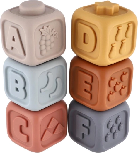 Cubes souples avec lettres, chiffres et reliefs
