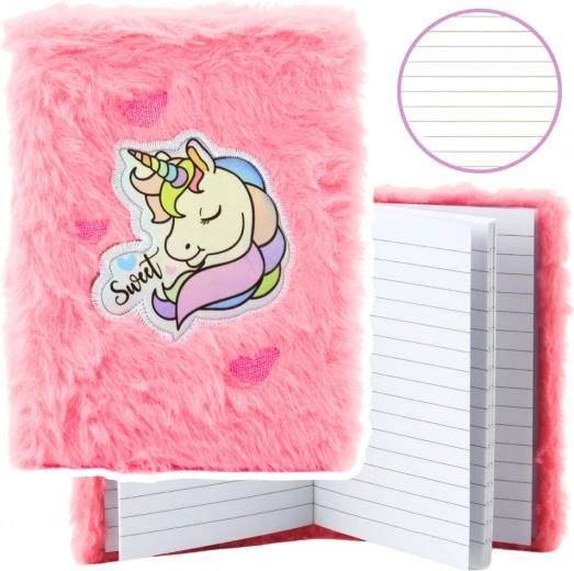 Carnet peluche Licorne holographique rose A6 80 pages