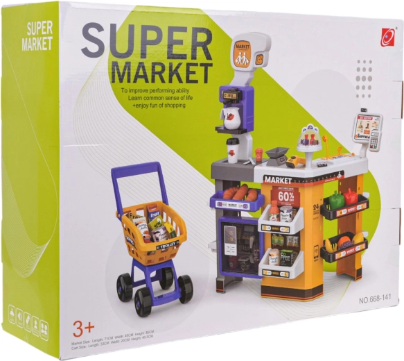 méga supermarché avec chariot et accessoires pour enfants