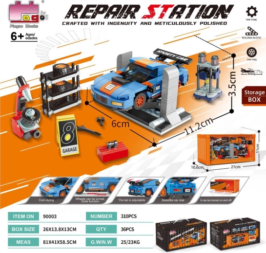 Kit de construction d’un garage automobile, 310 pièces