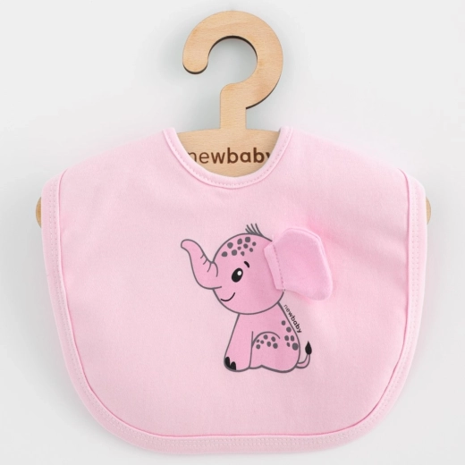 Bavoir en coton pour enfants NEW BABY Happy Elephant rose