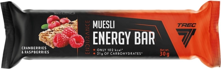 Barre énergétique muesli Trec canneberge et framboise 30 g