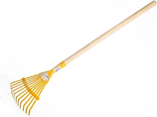 Râteau à main pour enfants avec manche en bois 80 cm – jaune