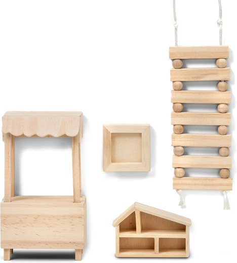 Lundby kit créatif d’accessoires en bois pour maison de poupées (DIY)