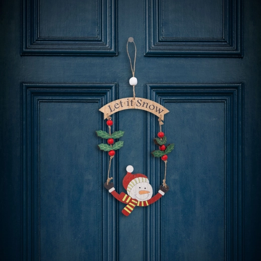 Décoration de Noël en bois bonhomme de neige 13 × 17 cm