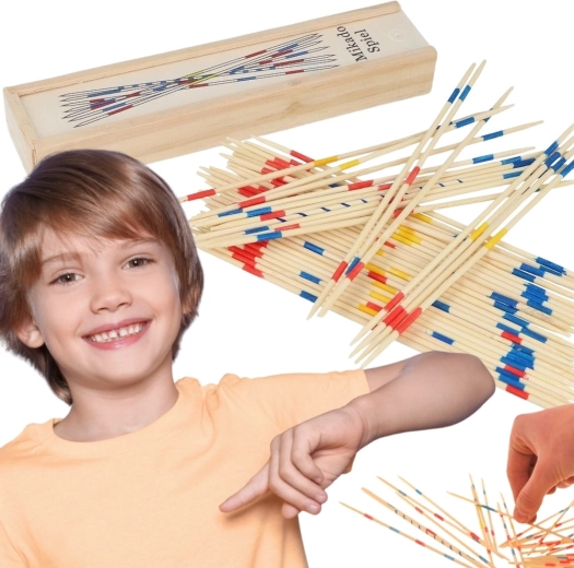 Jeu de Mikado en bois Woopie dans une boîte, 41 pièces