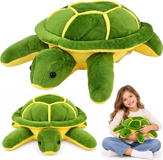 Tortue en peluche à câliner vert-jaune 33 cm