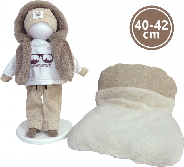 tenue pour poupée NEW BORN 40–42 cm – ensemble 5 pièces avec petit coussin réversible