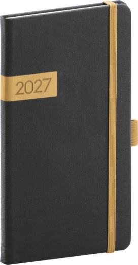 Agenda de poche Notique Twill 2027 noir-or 9 x 15,5 cm