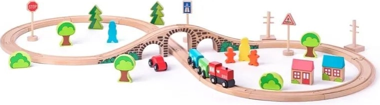 Train coloré et nombreux accessoires