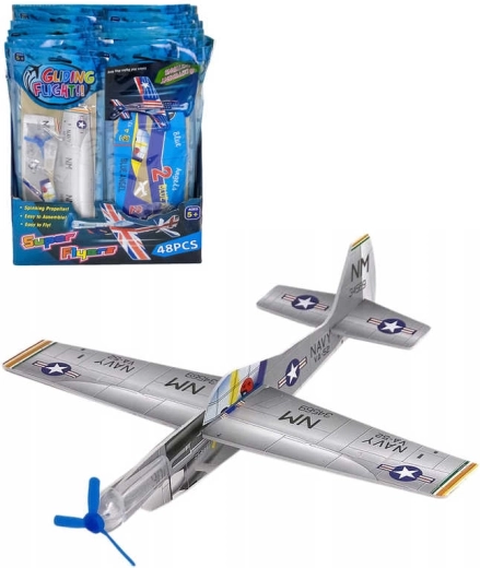 Avion de combat en polystyrène à lancer avec hélice 19 cm - 1 pièce