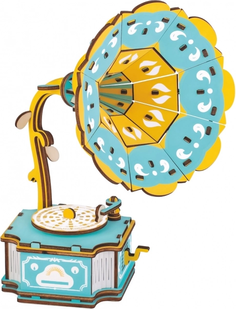 puzzle 3D en bois woodcraft gramophone