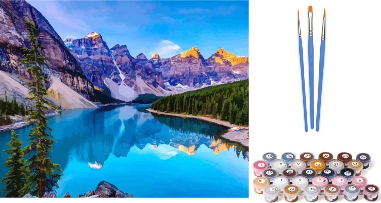 Norimpex peinture par numéros Lac de montagne sur toile 40 × 50 cm