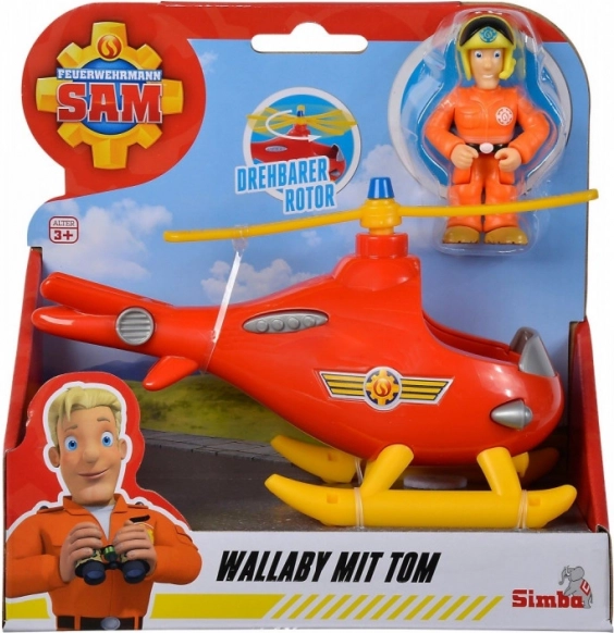 Simba Sam le Pompier – hélicoptère Tom avec figurine