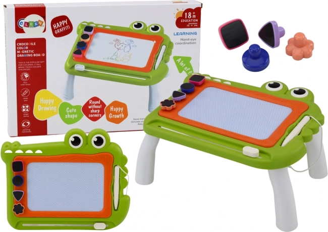 Table à dessin Znikopis Crocodile avec tampons verte