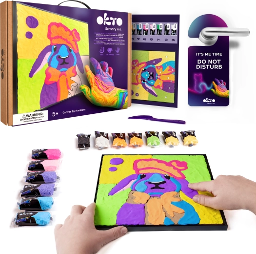 Okto lapin – kit artistique pour peinture sur toile 30 × 30 cm