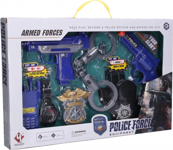 Set de pistolets de police pour enfants 18 cm avec effets sonores