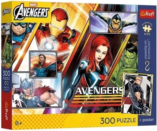 Puzzle Trefl Marvel Avengers – la force de l’équipe, 300 pièces + poster