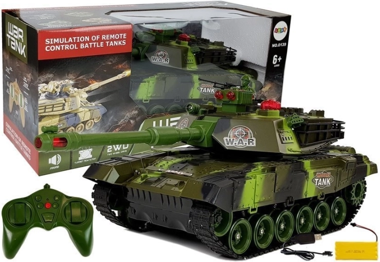 grand char RC 2,4 GHz avec lumières et sons, vert