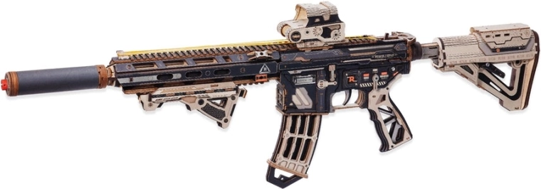 RoboTime ROKR maquette 3D en bois – carabine M416 tirant des élastiques