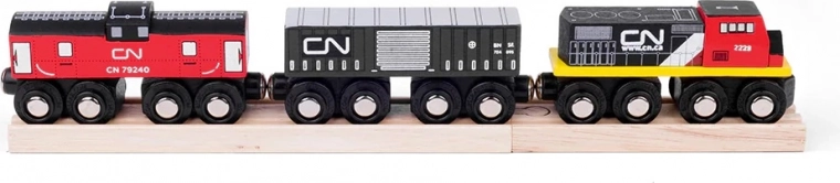 Circuit de train en bois CN avec train de marchandises et rails