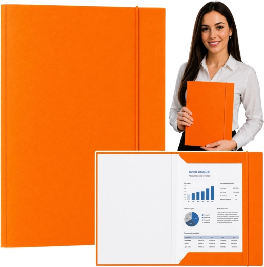 Chemise cartonnée vernie avec élastique A4, orange (300 g/m²) - 1 pièce