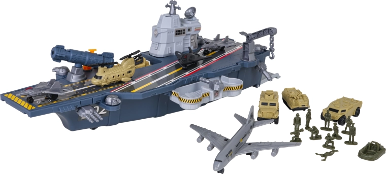 Porte-avions avec espace de rangement et éléments mobiles