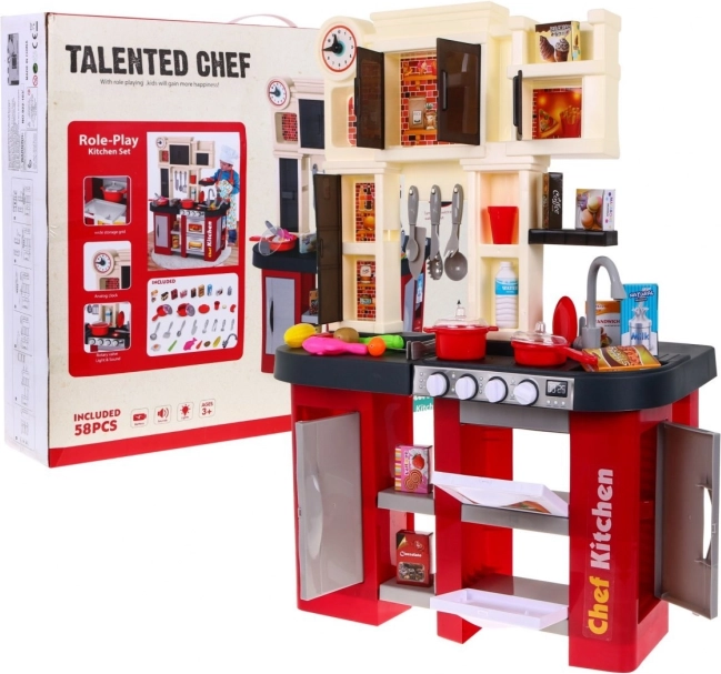cuisine interactive pour enfants avec robinet d’eau, lumières et sons, 58 pièces