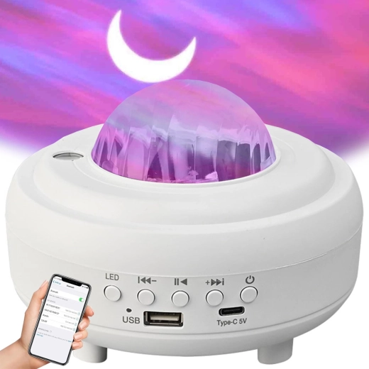 Projecteur nocturne LED ciel étoilé avec aurore et haut-parleur Bluetooth