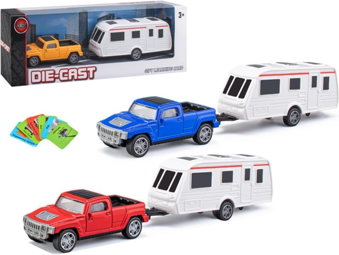 Pickup en métal avec caravane – set de véhicules