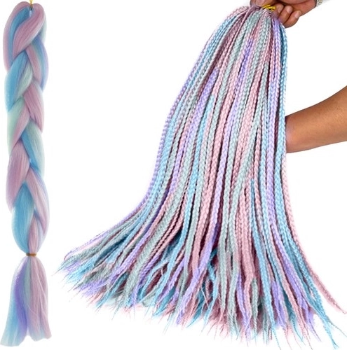 Cheveux synthétiques ombré violet–bleu