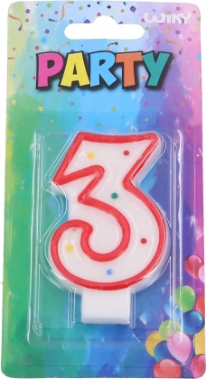 Bougie de fête numéro 3 rouge