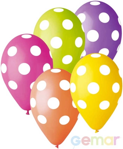 Ballon en latex pastel Gemar à pois blancs 30 cm - 1 pièce