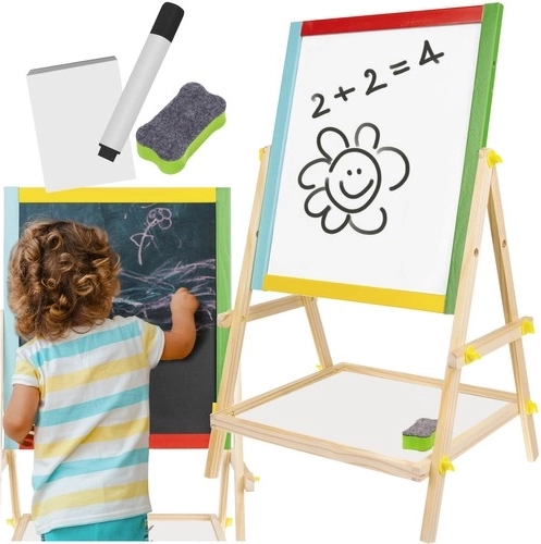 Tableau magnétique rotatif double face en bois pour enfants KRUZZEL