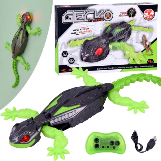 Gecko RC télécommandé grimpant aux murs et roulant au sol