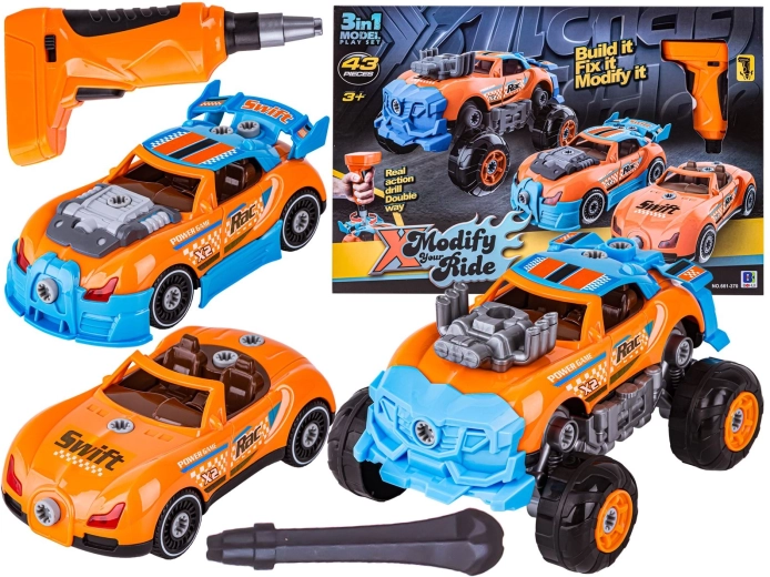 Voiture démontable et assemblable 3-en-1 tuning avec tournevis sans fil (monster truck) - 1 pièce