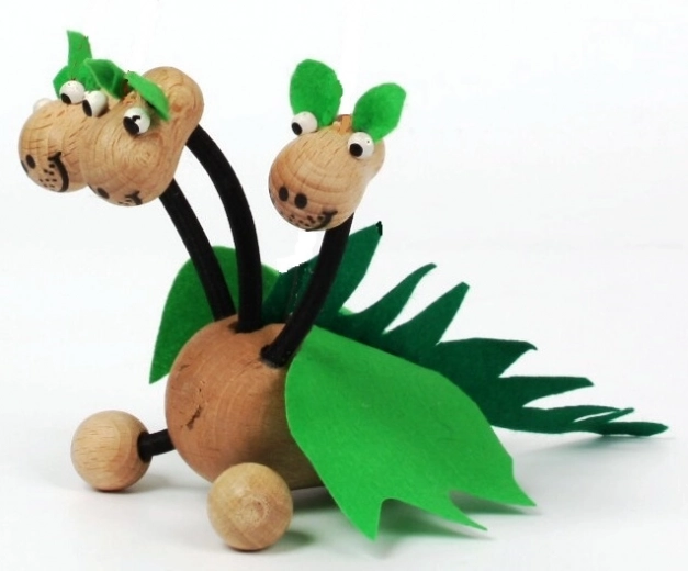 Gerlich marionnette en bois dragon à trois têtes