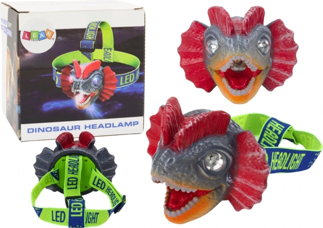 Lampe frontale dinosaure avec bande réglable et 3 LED